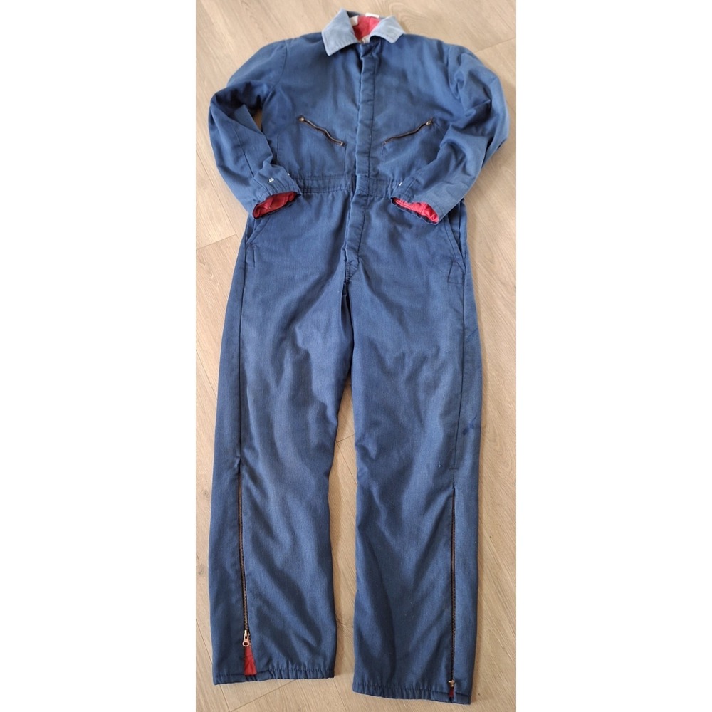 Vintage Walls Blizzard-Pruf USA Insulated Coveralls Large Tall Blue Workwear